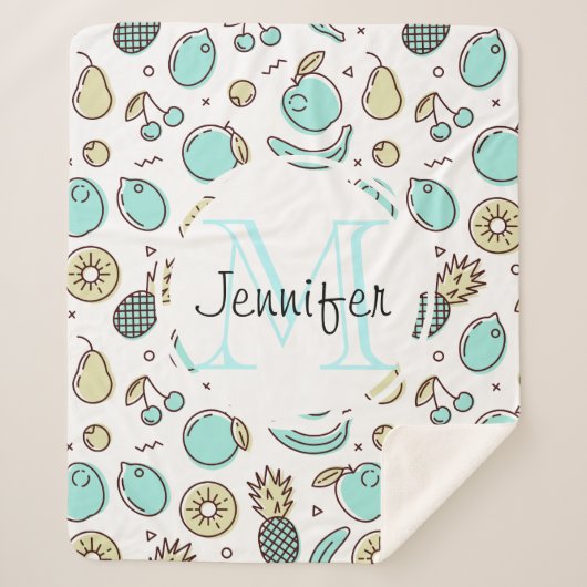 Niedliches Fruchtmuster Summerline Zeichnend Monog Sherpadecke (Vorderseite)