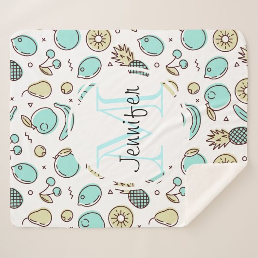 Niedliches Fruchtmuster Summerline Zeichnend Monog Sherpadecke (Vorderseite (Horizontal))