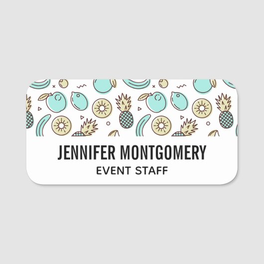 Niedliches Fruchtmuster Summerline Zeichnend Namensschild (Vorderseite)
