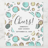 Niedliches Fruchtmuster Summerline Zeichnend Veran Weinetikett (Einzelnes Label)