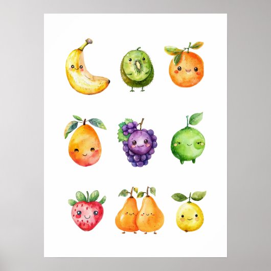 Niedliches Fruchtposter drucken Poster (Vorne)