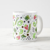 Niedliches Fruchtsalat Kiwi Erdbeeren Doodle Monog Jumbo-Tasse (Vorderseite Rechts)