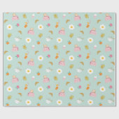 Niedliches Frühstück auf Pizza Geschenkpapier (Flach)