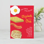 Niedliches Frühstück Brunch Kinder 1 Geburtstag Pa Einladung (Stehend Vorderseite)