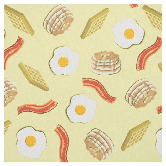 Niedliches Frühstück Kinder Bacon Eier Pfannkuchen Stoff (Muster)