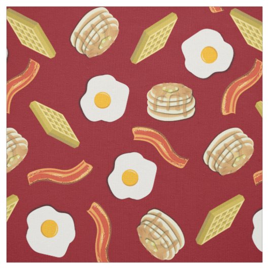Niedliches Frühstück Kinder Bacon Eier Pfannkuchen Stoff (Muster)