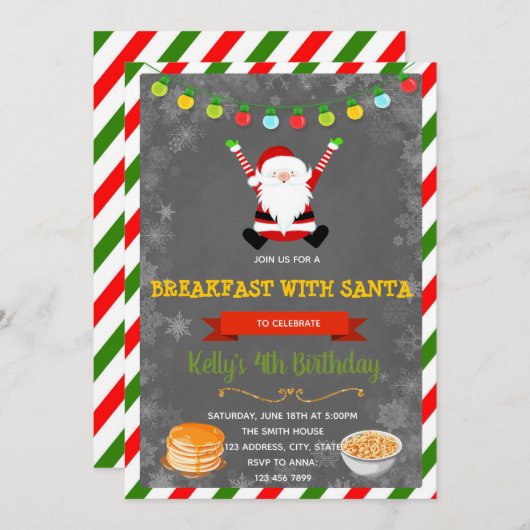 Niedliches Frühstück mit Sankt-Party Einladung (Vorne/Hinten)