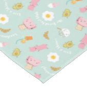 Niedliches Frühstück mit Toastspeck und Eier auf P Tischdecke (Schrägansicht)