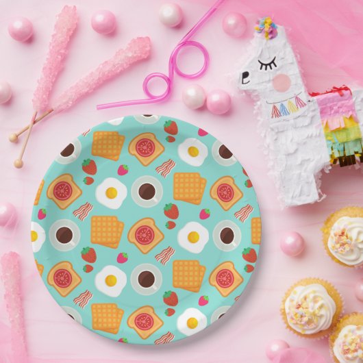 Niedliches Frühstück Muster Bacon & Egg Sommer Pappteller (Party)