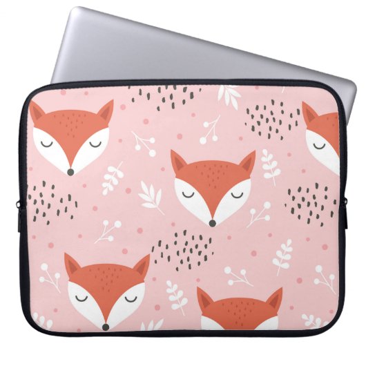 Niedliches Fuchs-nahtloses Muster, Wolfshandwald Laptopschutzhülle (Vorderseite)