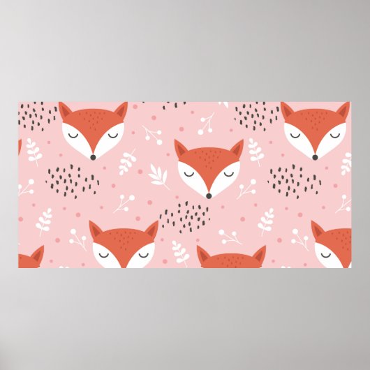 Niedliches Fuchs-nahtloses Muster, Wolfshandwald Poster (Vorne)