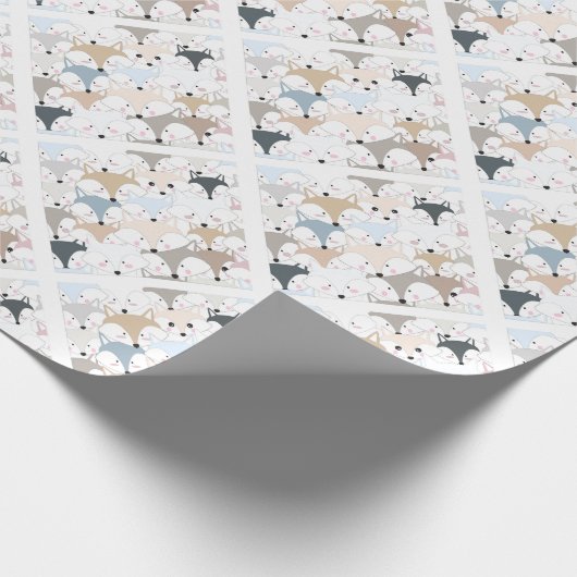Niedliches Fuchs- oder Wolfmuster des Geschenkpapier (Ecke)