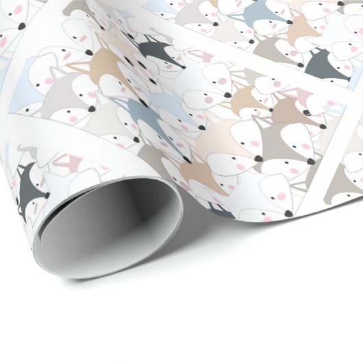 Niedliches Fuchs- oder Wolfmuster des Geschenkpapier (Rolleneckpunkt)