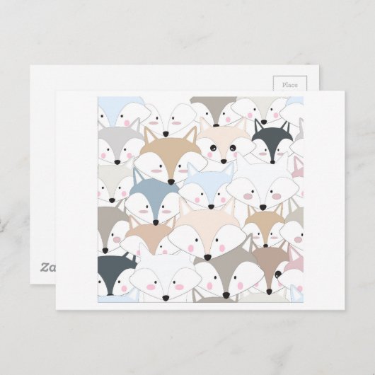 Niedliches Fuchs- oder Wolfmuster des Postkarte (Vorne/Hinten)