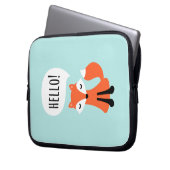 Niedliches Fuchs-Sprichwort hallo, blauer Laptopschutzhülle (Vorderseite Links)
