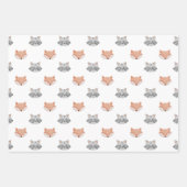 Niedliches Fuchs- und Raccoon-Muster. Waldtiere Geschenkpapier Set (Vorderseite 3)