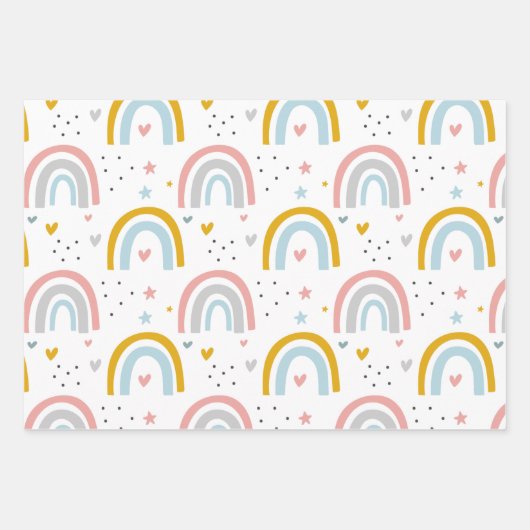Niedliches Fun Rainbow Unicorm Muster Geschenkpapier Set (Vorderseite 3)