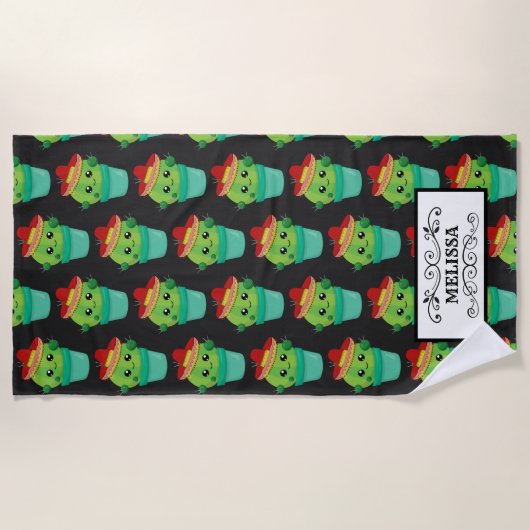 Niedliches Funny Cactus Pattern Strandtuch (Vorderseite)