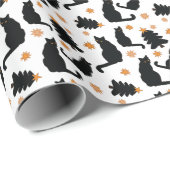 Niedliches Funny Cat Black Retro Weihnachtsmuster Geschenkpapier (Rolleneckpunkt)