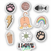 Niedliches Funny Cat Paw Fish Rainbow Pack Aufkleber (Vorderseite)