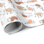 Niedliches Funny Cat Retro Weihnachtsmuster Geschenkpapier (Rolleneckpunkt)