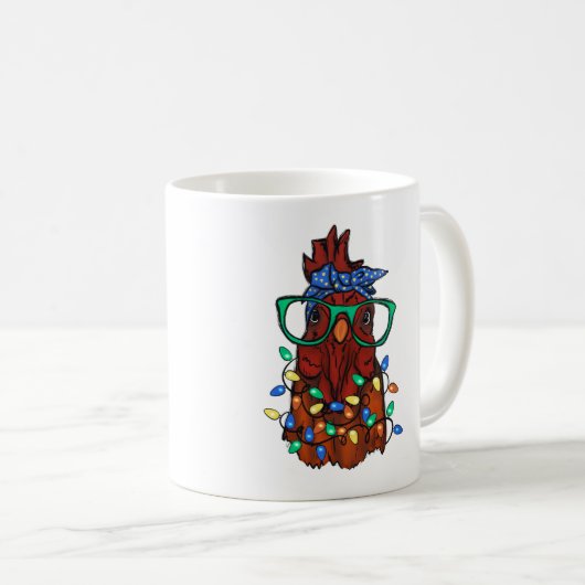 Niedliches Funny Chicken Head Weihnachtslicht Kaffeetasse (VorderseiteRechts)