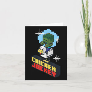 Niedliches Funny Chicken Jockey Pixel Graphic Ridi Karte