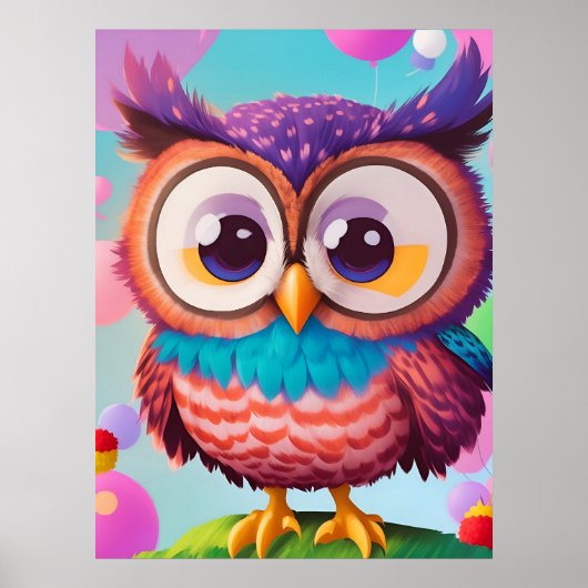 Niedliches Funny Colorado Comic Owl AI Kunst Poster (Vorne)