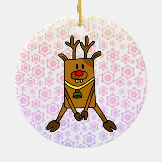 Niedliches Funny Dee mit Schneeflocken Keramik Ornament (Hinten)