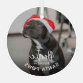 Niedliches Funny Dog Foto "Glaube an die Santa Paw Ornament Aus Glas (Rückseite)