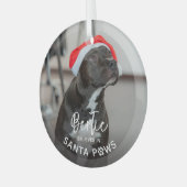 Niedliches Funny Dog Foto "Glaube an die Santa Paw Ornament Aus Glas (Vorderseite links)