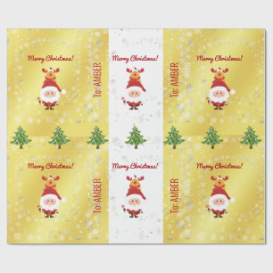 Niedliches Funny Elegante Rudolph Santa Personalis Geschenkpapier