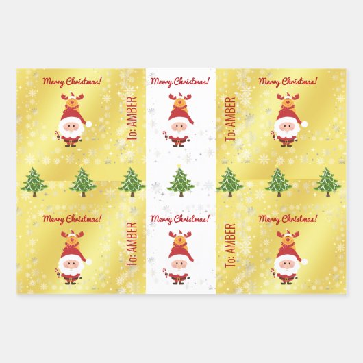 Niedliches Funny Elegante Rudolph Santa Personalis Geschenkpapier Set (Vorderseite 2)