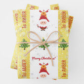 Niedliches Funny Elegante Rudolph Santa Personalis Geschenkpapier Set (Beispiel)