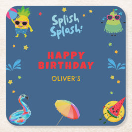 Niedliches Funny Fruit Sommerbad Geburtstagsparty Rechteckiger Pappuntersetzer