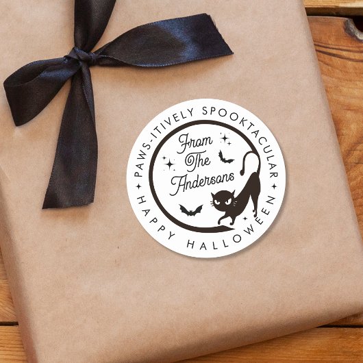 Niedliches Funny Happy Halloween Black Cat Bats Runder Aufkleber