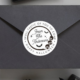 Niedliches Funny Happy Halloween Skelettbäder Runder Aufkleber