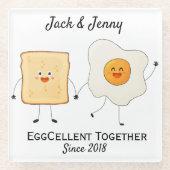 Niedliches Funny Happy Toast Eggcelent Glasuntersetzer (Vorderseite)