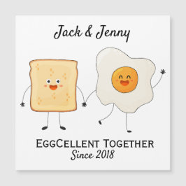 Niedliches Funny Happy Toast Eggcelent Magnetkarte