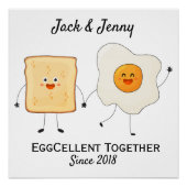 Niedliches Funny Happy Toast Eggcelent Poster (Vorderseite)