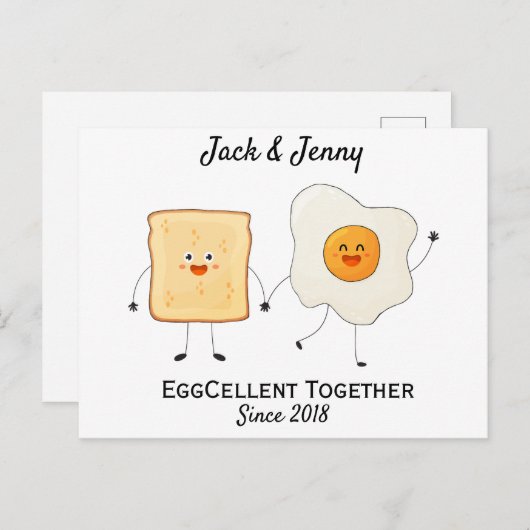 Niedliches Funny Happy Toast Eggcelent Postkarte (Vorne/Hinten)