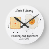 Niedliches Funny Happy Toast Eggcelent Runde Wanduhr (Vorderseite)