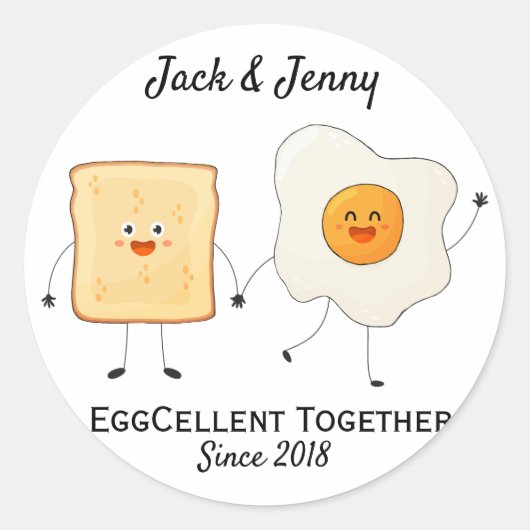 Niedliches Funny Happy Toast Eggcelent Runder Aufkleber (Vorderseite)