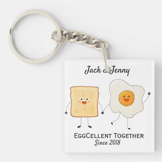 Niedliches Funny Happy Toast Eggcelent Schlüsselanhänger (Vorderseite)