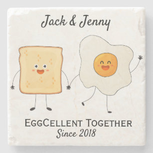 Niedliches Funny Happy Toast Eggcelent Steinuntersetzer