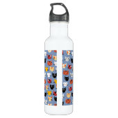 Niedliches Funny Kitty Cat Faces Pattern Blau Edelstahlflasche (Rückseite)