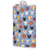 Niedliches Funny Kitty Cat Faces Pattern Blau Flachmann (Links)