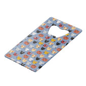 Niedliches Funny Kitty Cat Faces Pattern Blau Geldbeutel Flaschenöffner (Vorderseite Schrägansicht)