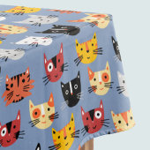 Niedliches Funny Kitty Cat Faces Pattern Blau Tischdecke