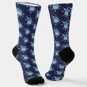 Niedliches Funny Navy Blue Shark Muster Socken (Gewinkelt)